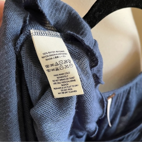 Free People Blue Float Away Ruffle Tank Top Sleeveless Rayon Blouse Size S - Picture 5 of 7